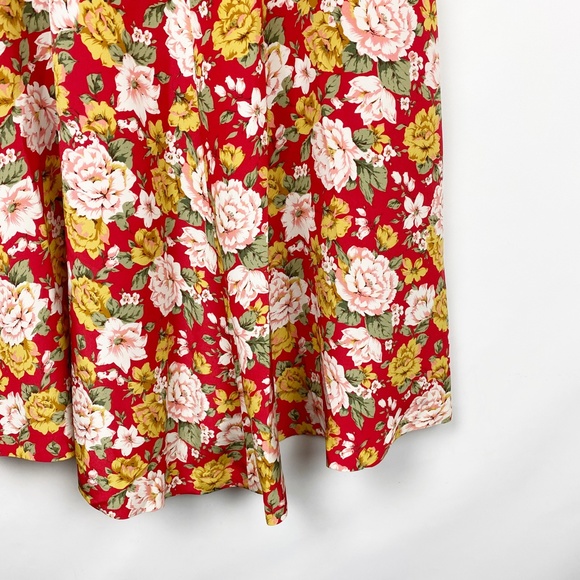 Mason Gray Silk Red Floral Fit Flare Dress Small - Picture 3 of 7